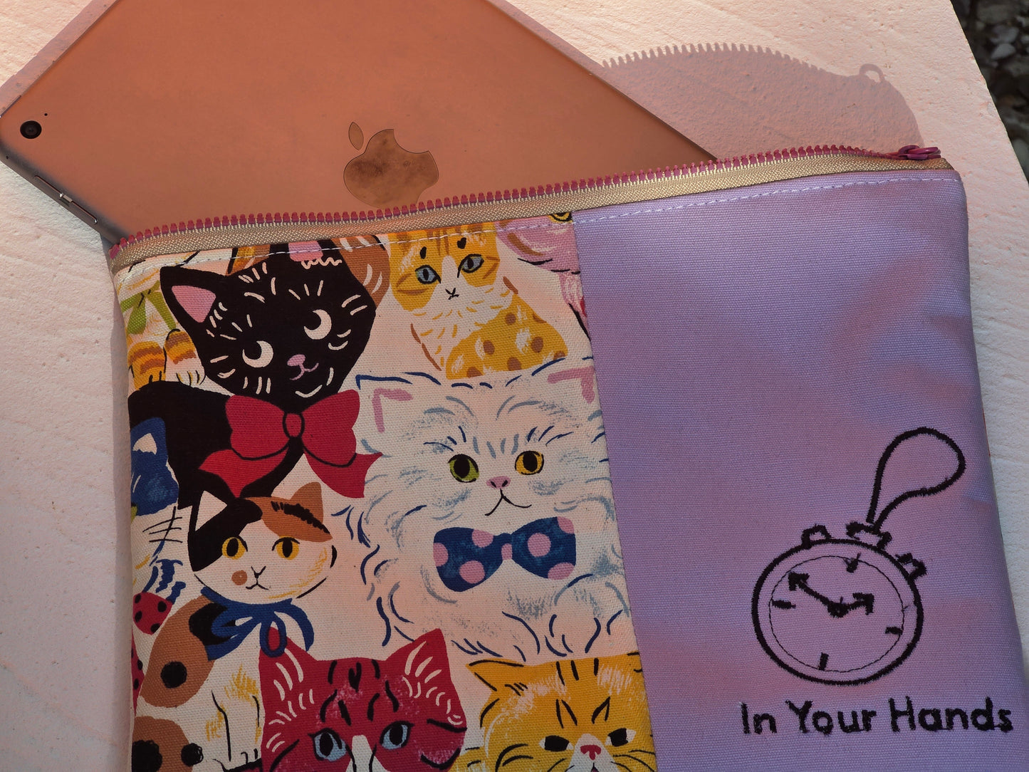 Mini Tablet Case – Padded Patchwork Tablet Sleeve with Embroidered Faith & Love Message, Handmade Christian Gift