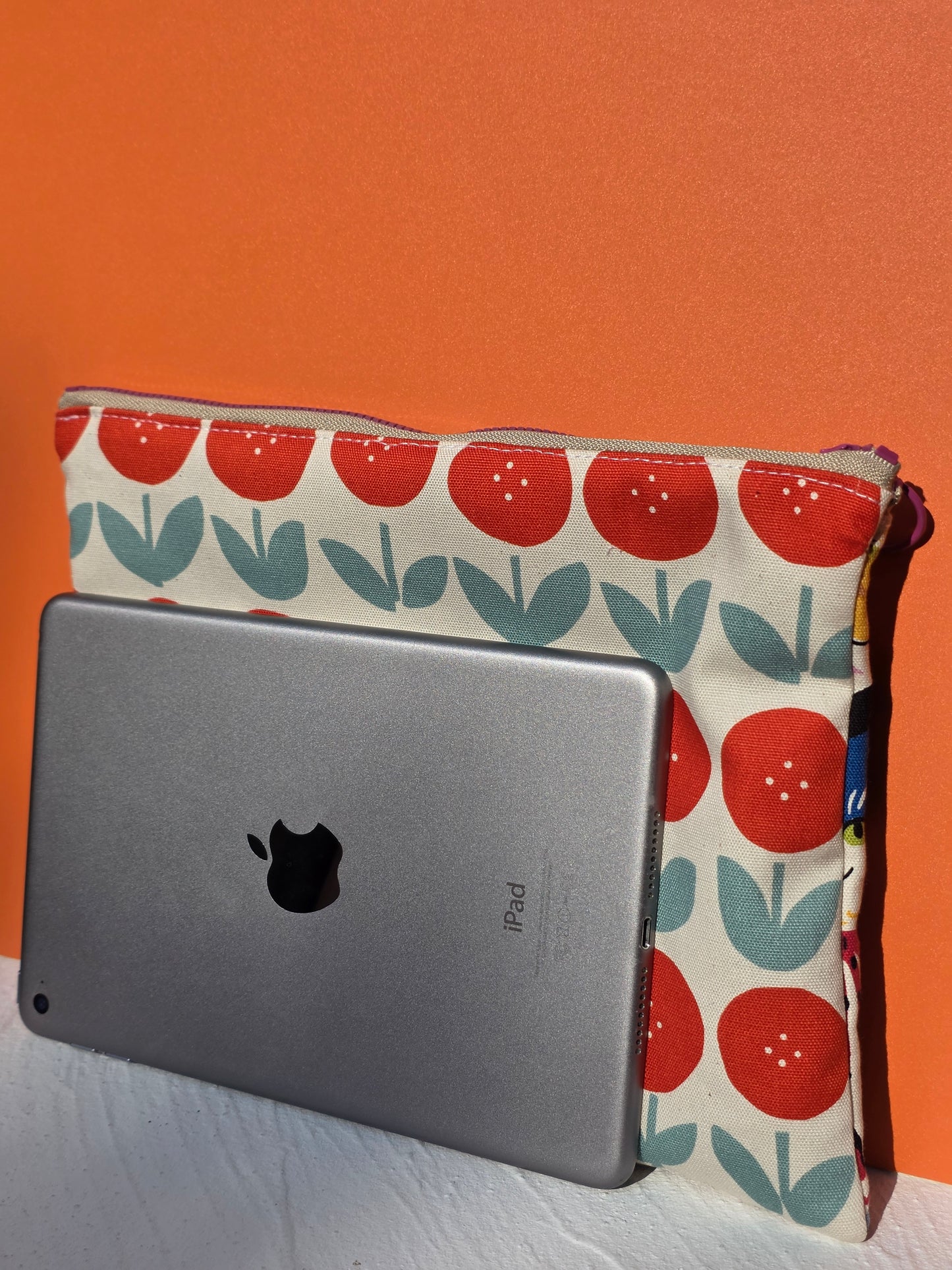 Mini Tablet Case – Padded Patchwork Tablet Sleeve with Embroidered Faith & Love Message, Handmade Christian Gift