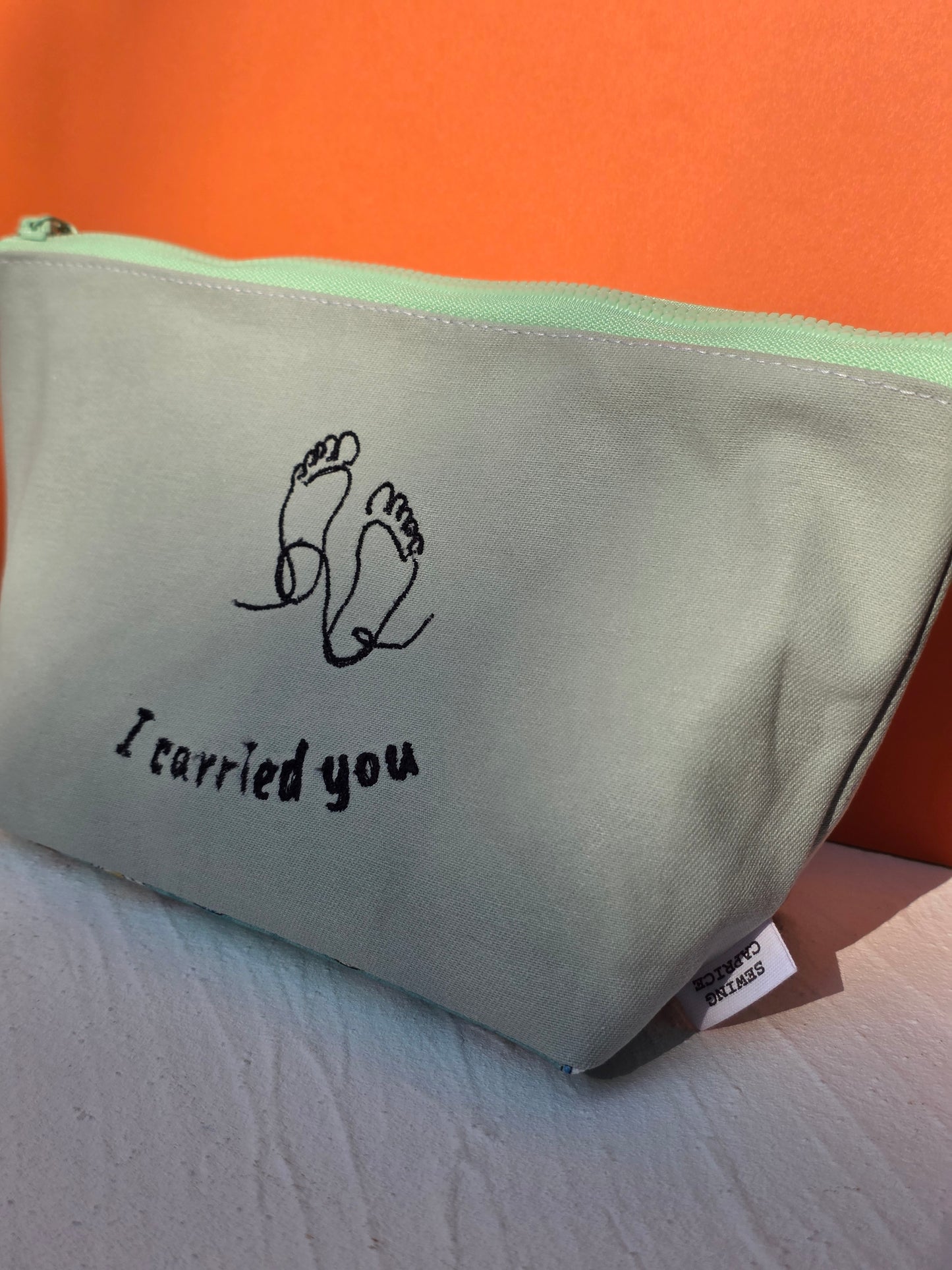 Handmade Zipper Pouch – Hong Kong Fabric Cosmetic & Travel Pouch, Embroidered Faith & Love Gift, 2 Sizes