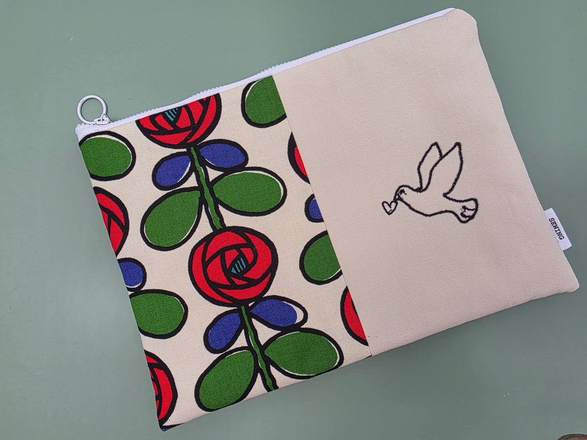 Mini Tablet Case – Padded Patchwork Tablet Sleeve with Embroidered Faith & Love Message, Handmade Christian Gift