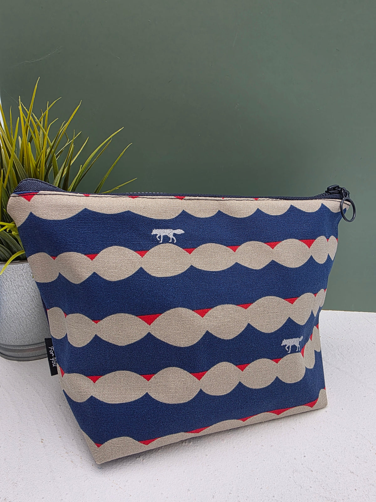 Handmade Zipper Pouch – Hong Kong Fabric Cosmetic & Travel Pouch, Embroidered Faith & Love Gift, 2 Sizes
