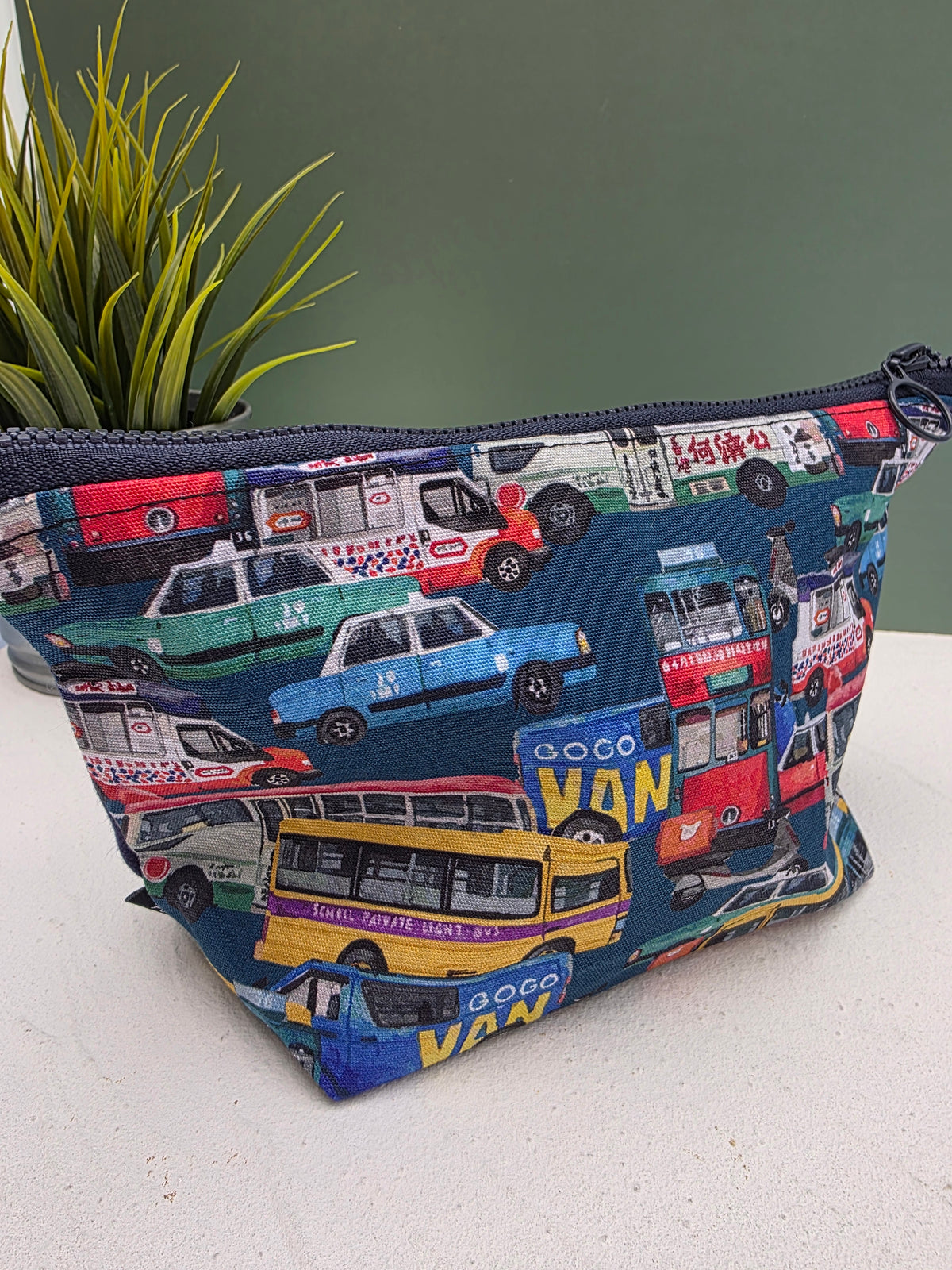 Handmade Zipper Pouch – Hong Kong Fabric Cosmetic & Travel Pouch, Embroidered Faith & Love Gift, 2 Sizes