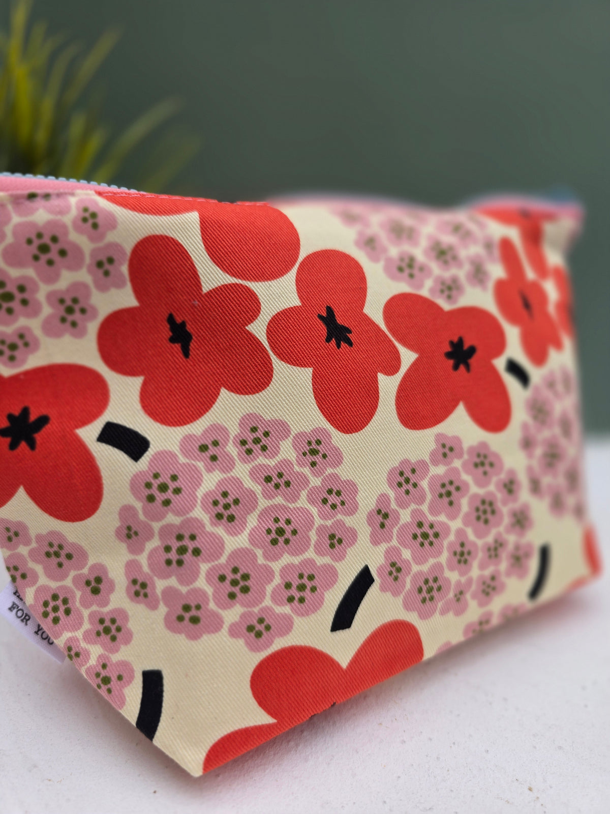 Handmade Zipper Pouch – Hong Kong Fabric Cosmetic & Travel Pouch, Embroidered Faith & Love Gift, 2 Sizes