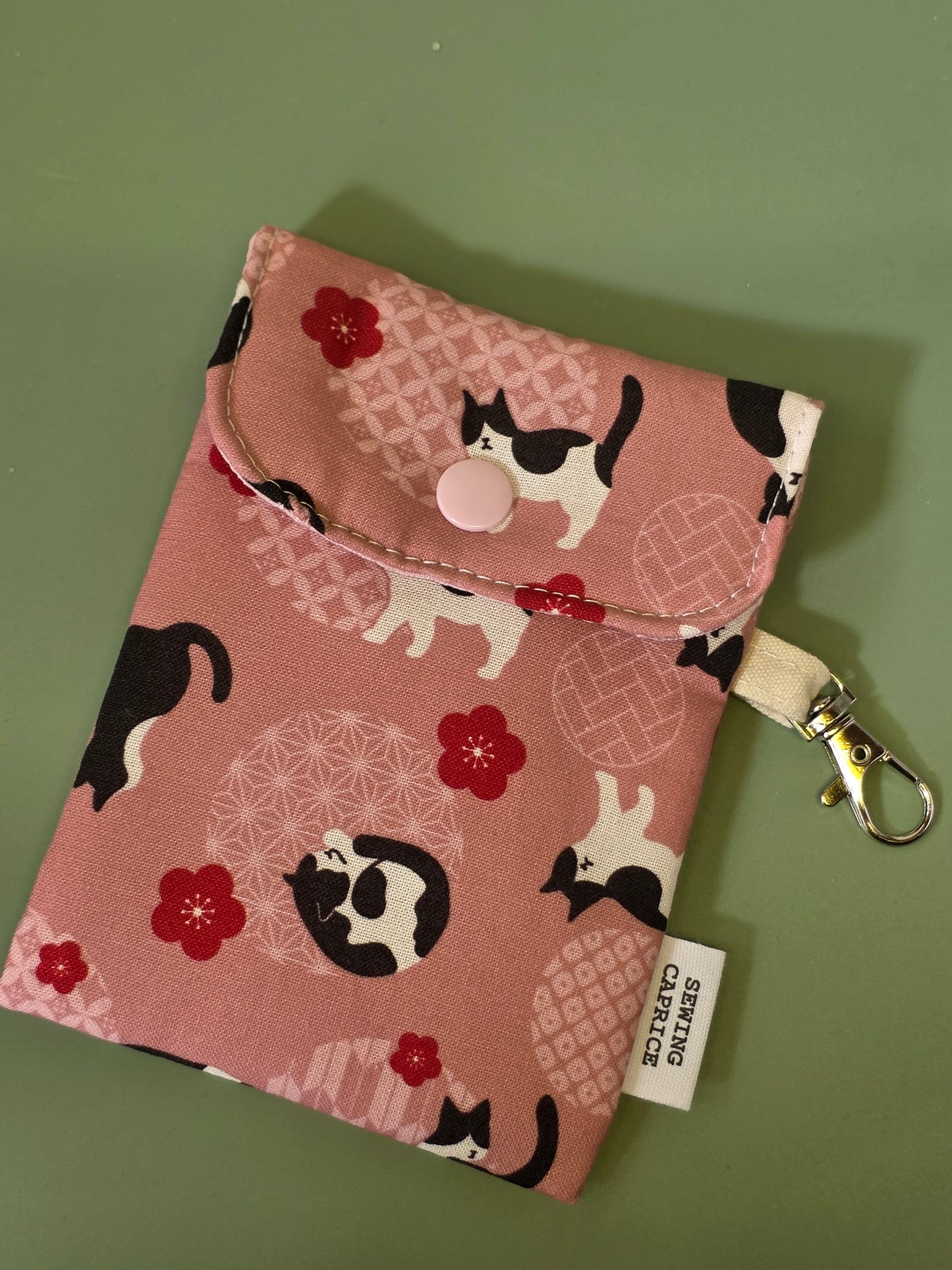Handmade Car Key Holder – Fabric Key Pouch with Snap Closure & Keychain Clip