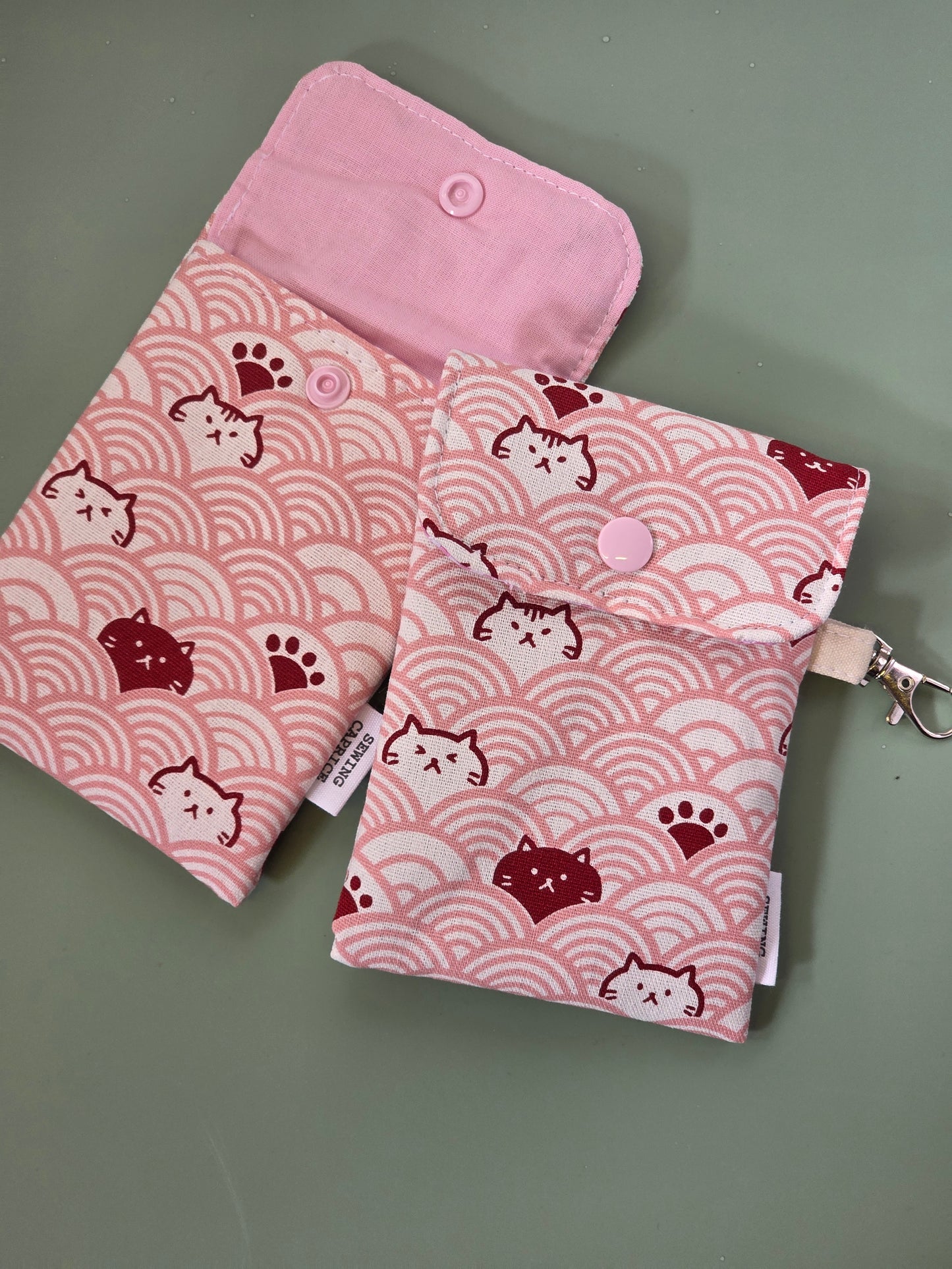 Handmade Car Key Holder – Fabric Key Pouch with Snap Closure & Keychain Clip