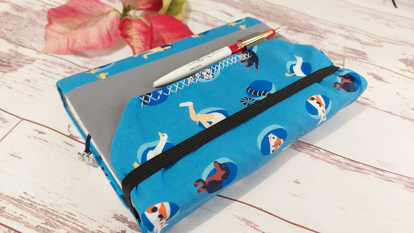 pen holder attached to the handmade fabric book cover
