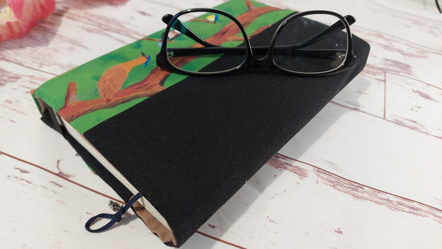 Handmade Fabric Book Cover & Adjustable Dust Jacket